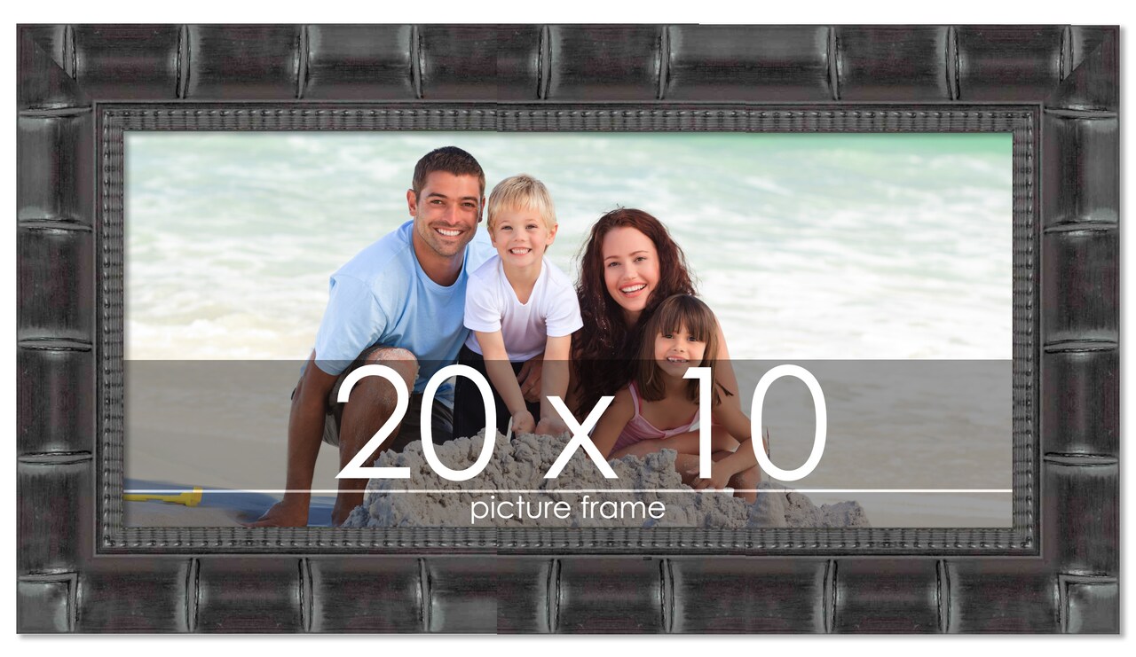 20x10 Wide Bamboo Picture Frame with UV-Resistant Acrylic & Acid Free Backing, Available in 4 Finishes - Brown, Black, Silver, and Natural